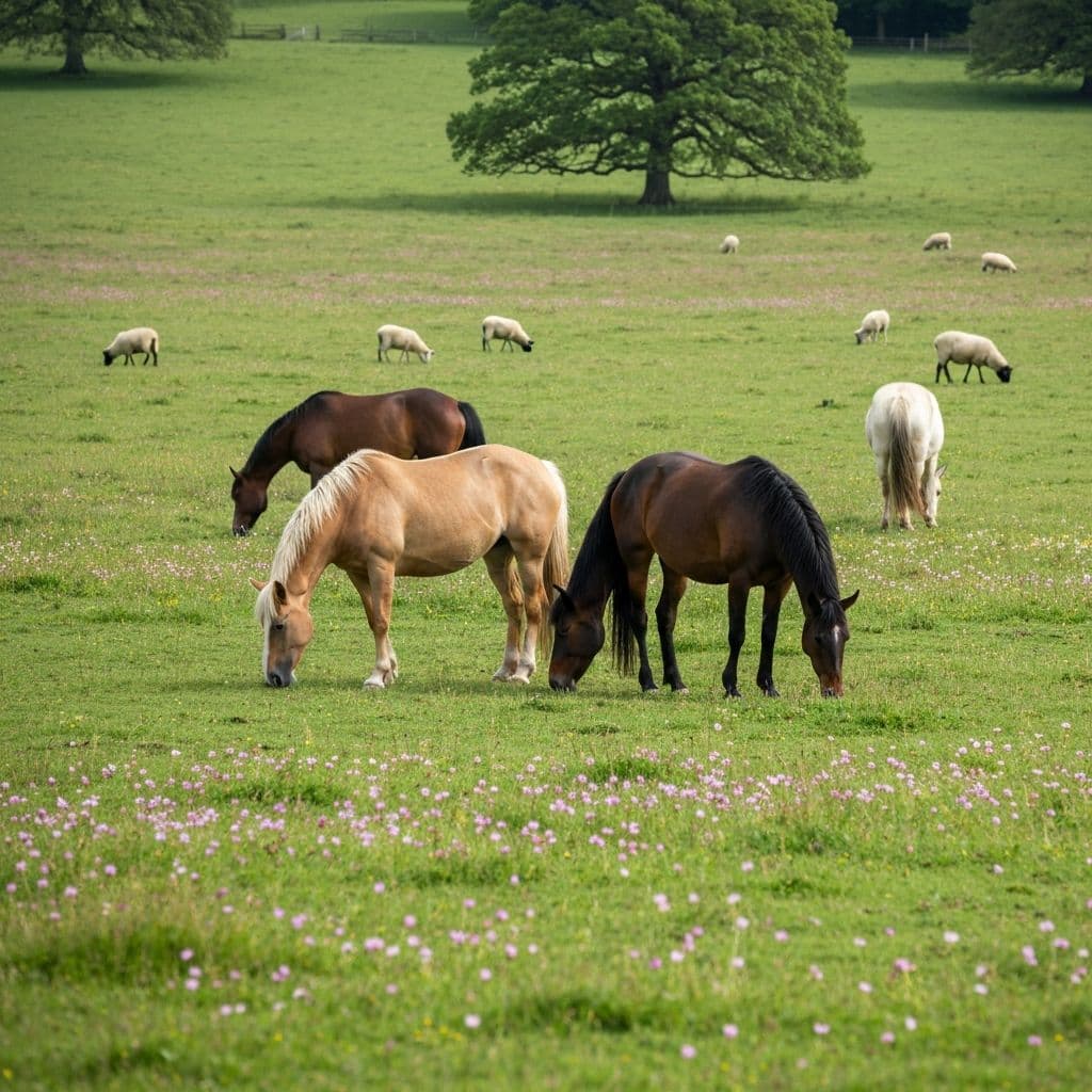 Horses grazing