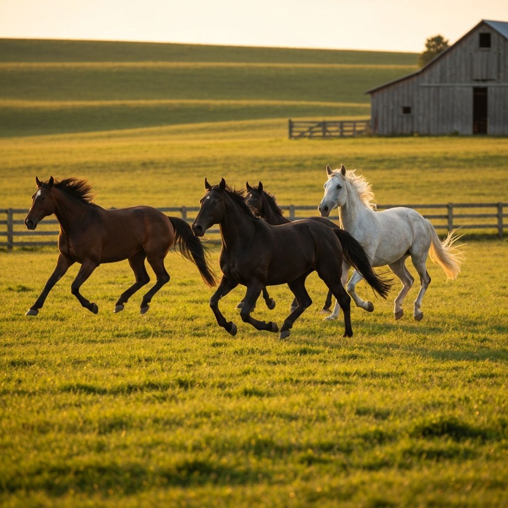 Horses on farm